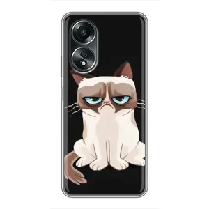 Чехол с принтом для OPPO A58 (4G) (AlphaPrint) Модные коты (Грустный кот)