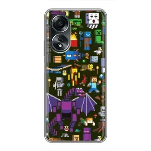 Чохол Майнкрафт на OPPO A58 (4G) (AlphaPrint) Minecraft (Колаж Майнкрафт)