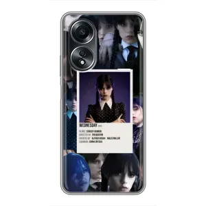 Чехлы Венсдей на OPPO A58 (4G) Уэнсдей (AlphaPrint) (коллаж Уэнздей)