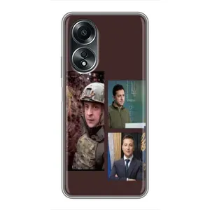 Чехол для OPPO A58 (4G) (AlphaPrint - с принтом Зеленского) (Президент)