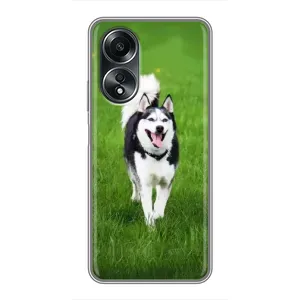 Чехол с Хаски для OPPO A58 (4G) - (AlphaPrint) (Радостный Хаски)