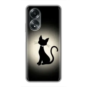 Чехол с принтом для OPPO A58 (4G) (AlphaPrint) Модные коты (Силуэт котика)