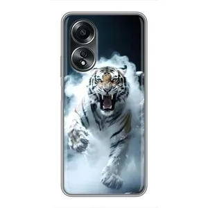 Чохол з принтом «Білий тигр у диму» для OPPO A58 (4G)