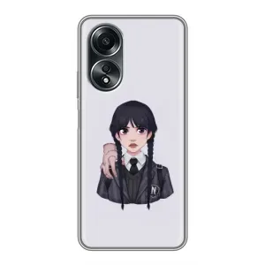 Чехлы Венсдей на OPPO A58 (4G) Уэнсдей (AlphaPrint) (Уэнздей и Вещь)