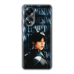 Чехлы Венсдей на OPPO A58 (4G) Уэнсдей (AlphaPrint) (Уэнздей кошка)
