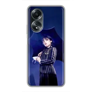Чехлы Венсдей на OPPO A58 (4G) Уэнсдей (AlphaPrint) (Уэнздей с зонтом)
