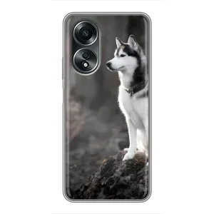Чехол с Хаски для OPPO A58 (4G) - (AlphaPrint) (Верный пес)