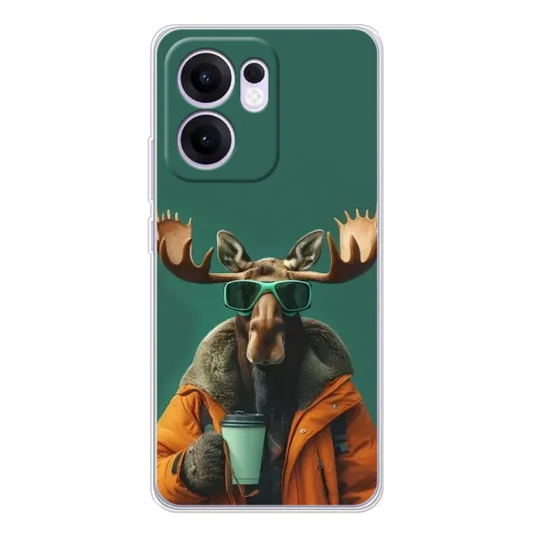 Чехол с принтом «Лось с кофе» для OPPO A5x 5G