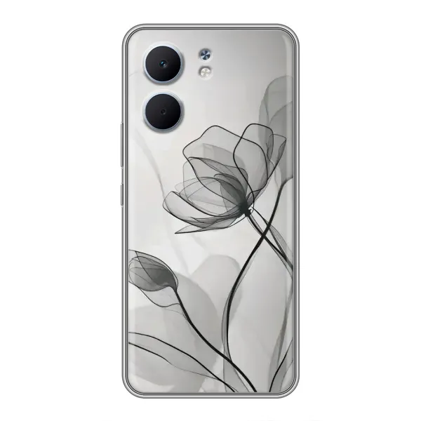 Чехол с принтом «Черные цветы» для OPPO A5x