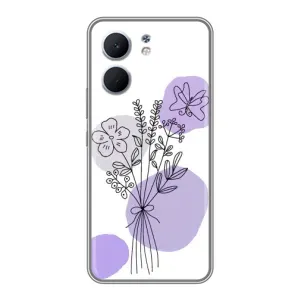 Силиконовый чехол с принтом в цветах на OPPO A5x (Букет фиолетовая абстракция)