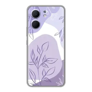 Силиконовый чехол с принтом в цветах на OPPO A5x (Фиолетовые листья абстракция)