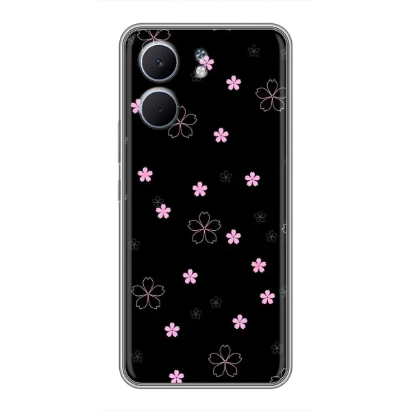 Чехол с принтом «Розовые цветы на черном» для OPPO A5x