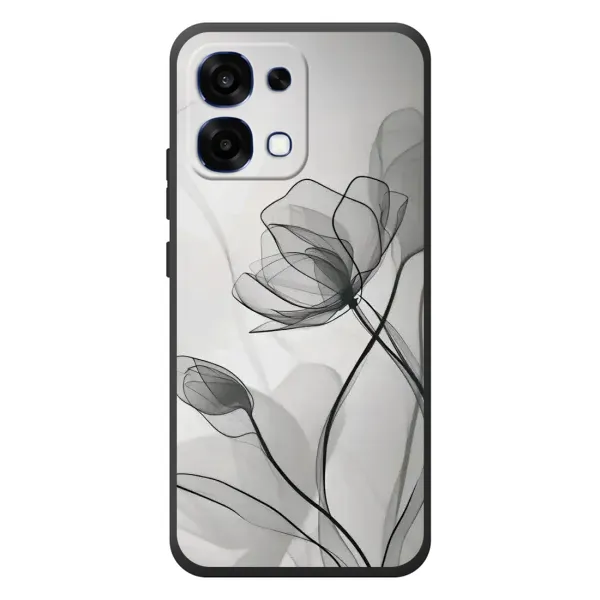 Чохол з принтом «Чорні квіти» для OPPO A6 Pro