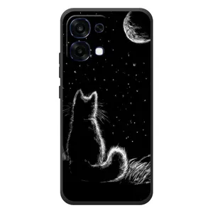 Чехол с принтом для OPPO A6 Pro (AlphaPrint) Модные коты (Котик и луна)