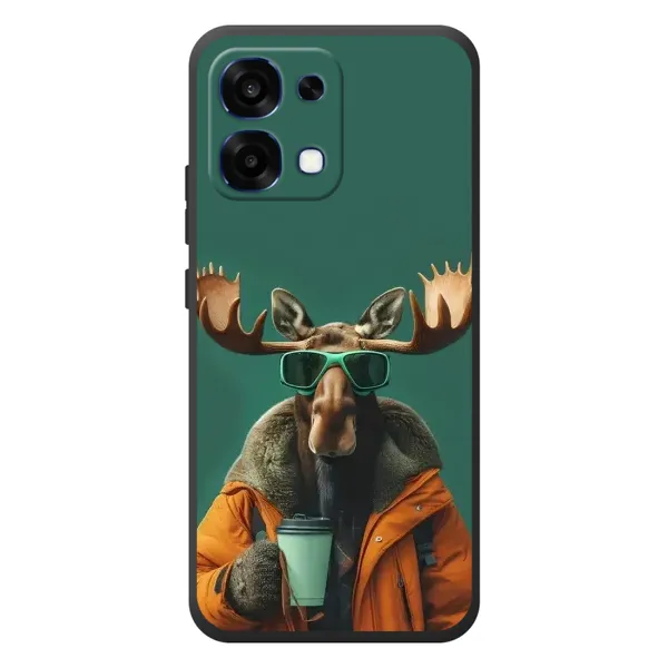 Чехол с принтом «Лось с кофе» для OPPO A6 Pro