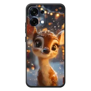 Яскравий чохол для OPPO A6 Pro з Зимові Оленята (Оленятко серед гірлянд)