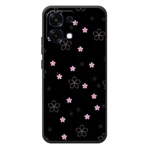 Чохол з розовим принтом для OPPO A6 Pro (Рожеві квіти на чорному)