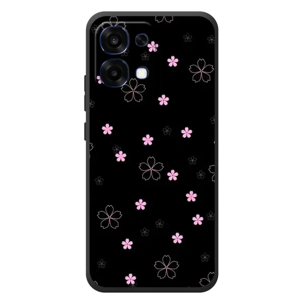 Чохол з принтом «Рожеві квіти на чорному» для OPPO A6 Pro