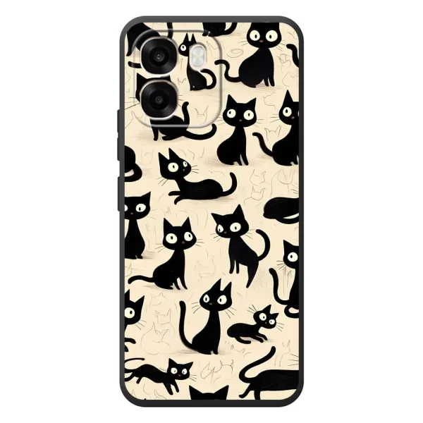 Чохол з принтом «Чорні коти» для OPPO A6