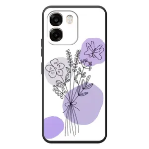 Силконовий чохол з принтом в квітах на OPPO A6 (Букет фіолетова абстракція)