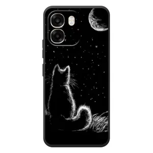 Чохол з принтом для OPPO A6 (AlphaPrint) Модні коти (Котик і місяць)