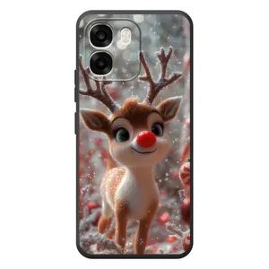 Яскравий чохол для OPPO A6 з Зимові Оленята (Олень з носом)