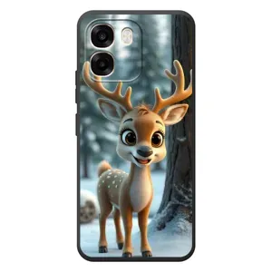 Яскравий чохол для OPPO A6 з Зимові Оленята (Оленятко в лісі)