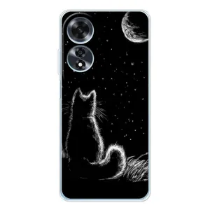 Чохол з принтом для OPPO A60 5G (AlphaPrint) Модні коти (Котик і місяць)
