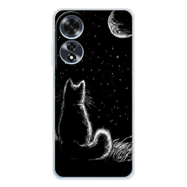 Чехол с принтом «Котик и луна» для OPPO A60 5G