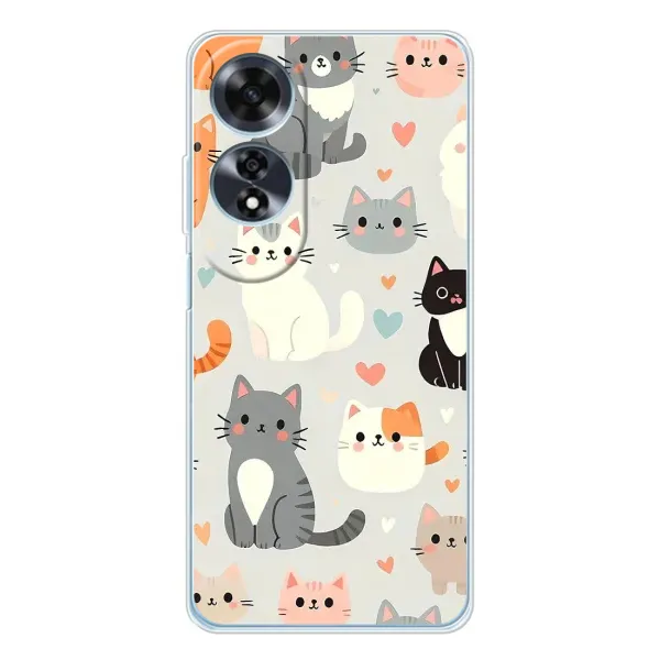 Чохол з принтом «Колаж котів» для OPPO A60