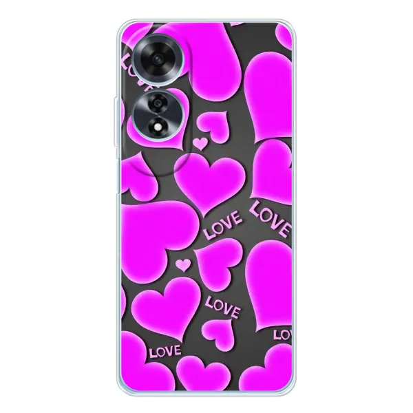 Чохол з принтом «Pink hearts» для OPPO A60