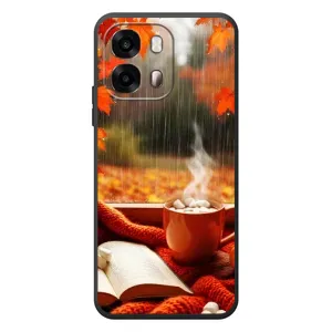 Чехол с уникальным дизайном «Осень с кофе» для OPPO A6s (Кофе и дождь)
