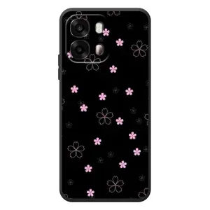 Чехол с розовым рисунком для OPPO A6s (Розовые цветы на черном)