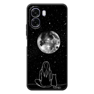 Чехол с рисунком кот на OPPO A6x (Девушка с котом)