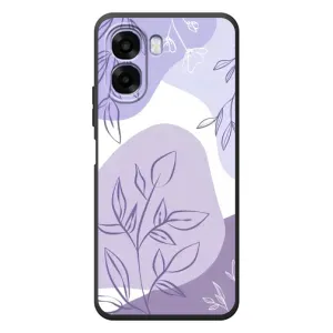 Силиконовый чехол с принтом в цветах на OPPO A6x (Фиолетовые листья абстракция)