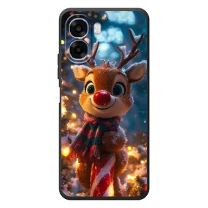 Яркий чехол для OPPO A6x с Зимними Оленятами (Олень с шарфом)