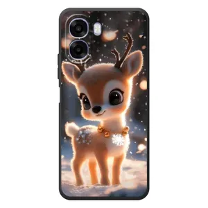 Яркий чехол для OPPO A6x с Зимними Оленятами