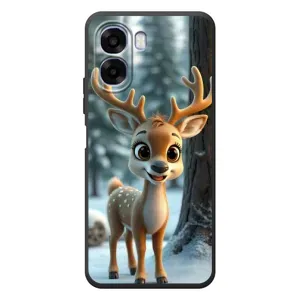 Яркий чехол для OPPO A6x с Зимними Оленятами (Олененок в лесу)