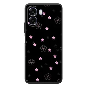 Чехол с розовым рисунком для OPPO A6x (Розовые цветы на черном)
