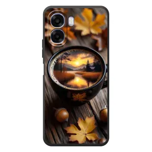 Чехол с уникальным дизайном «Осень с кофе» для OPPO A6x (Темный кофе)