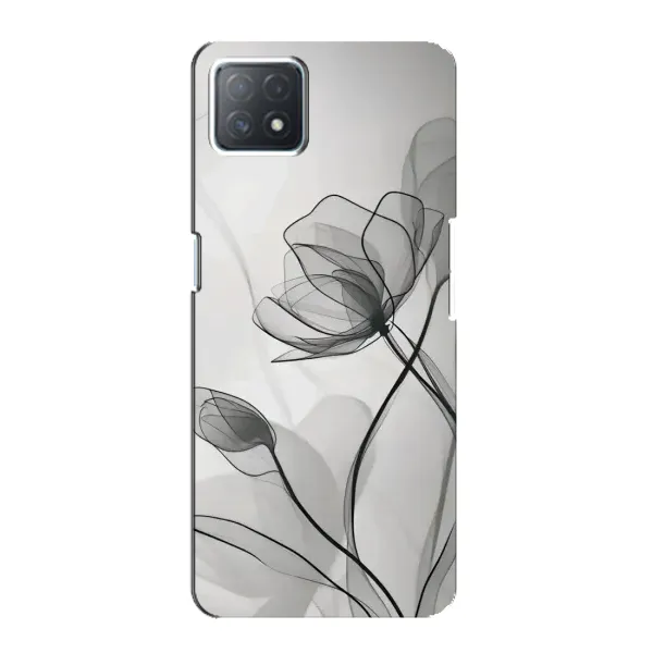 Чохол з принтом «Чорні квіти» для OPPO A72 (5G)