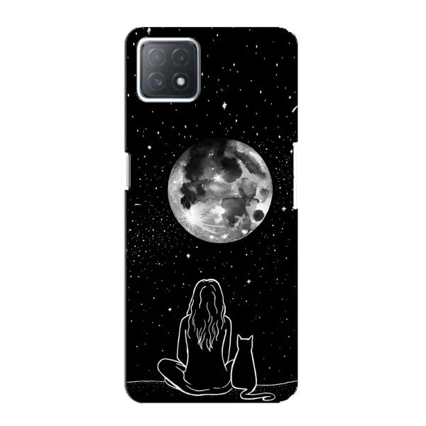 Чехол с принтом «Девушка с котом» для OPPO A72 (5G)