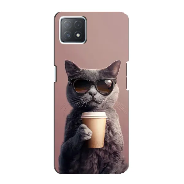 Чохол з принтом «Кіт з кавою» для OPPO A72 (5G)