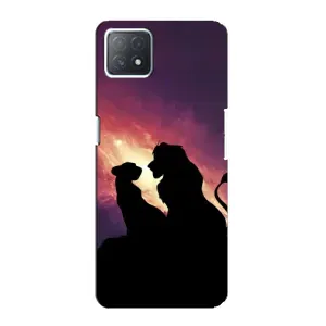 Чехол Король лев на Оппо А72 (5G) (Силуэт Симба и Налу)