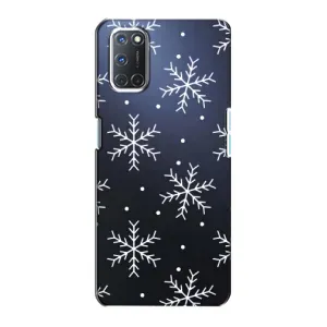 Зимні Чохли для OPPO A72 - прозорий фон (Білі сніжинки)