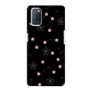 Чехол с розовым рисунком для Oppo A72 (Розовые цветы на черном)