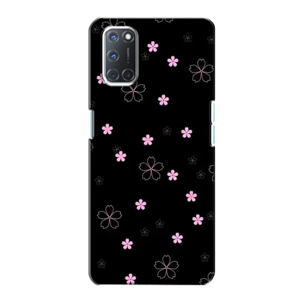 Чехол с принтом «Розовые цветы на черном» для OPPO A72