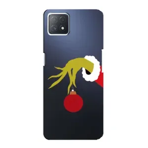 Зимние Чехлы для Оппо А73 5Джи - прозрачный фон (Гринч с игрушкой)