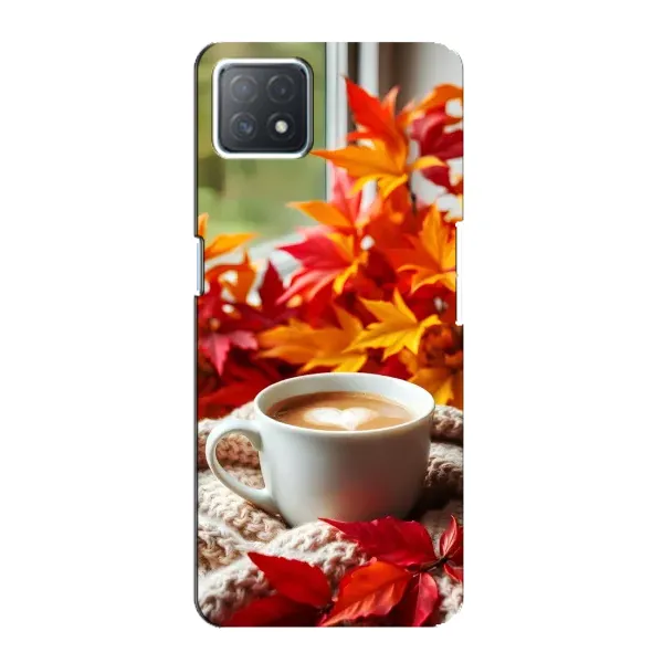 Чохол з принтом «Кава та листя» для OPPO A73 (5G)
