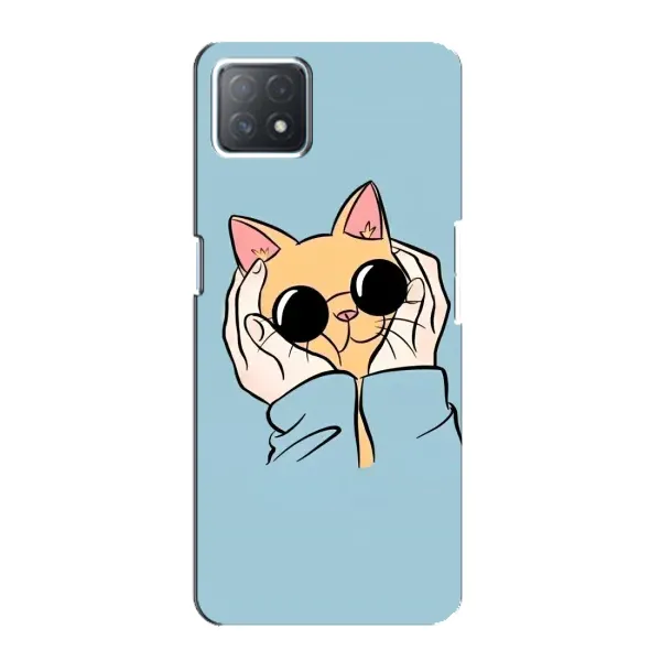 Чохол з принтом «Котик в окулярах» для OPPO A73 (5G)